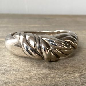 Silver Art Nouveau Style Hinged Bangle